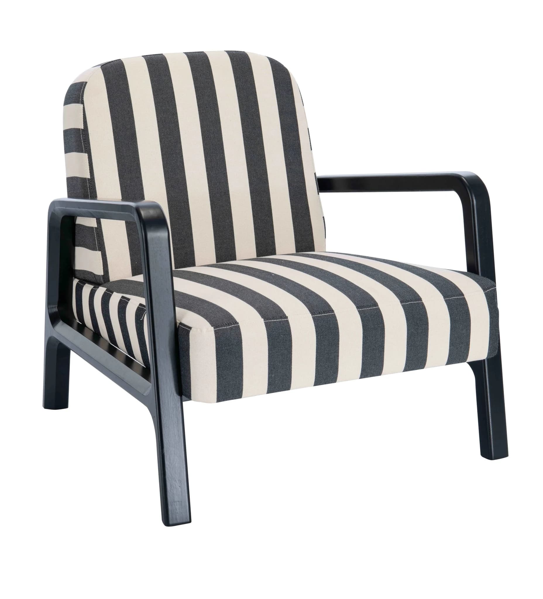 Parnay Black and White Stripe Armchair with Wooden Frame - Seating, photo 4 of 4