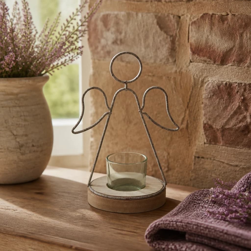 Rustic Outline Angel Tealight On Stand With Glass Votive - Candles, photo 1 of 4