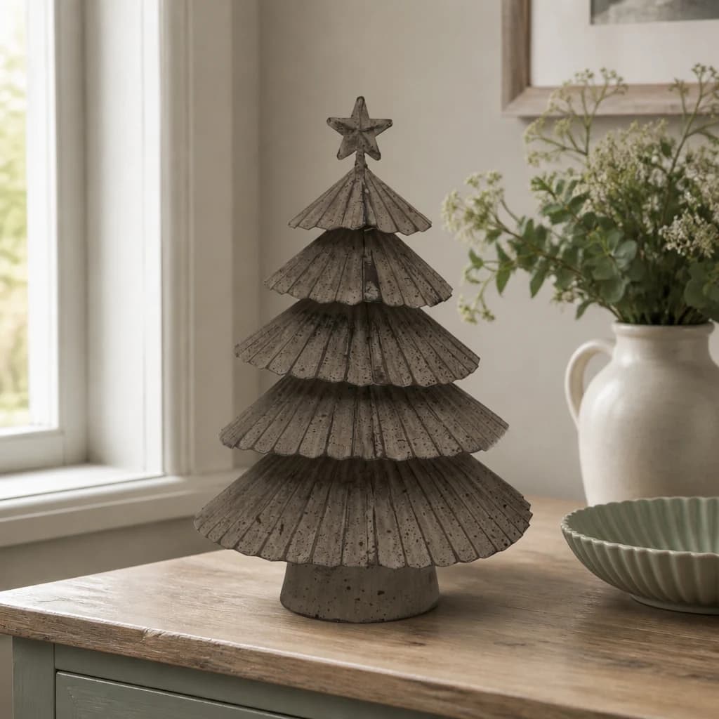 Large Rustic Metal Layered Tree With Star - Sculptures & ornaments, photo 1 of 3