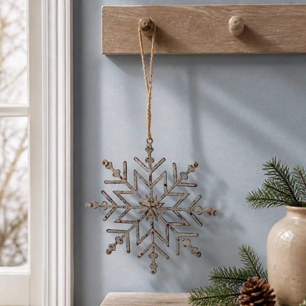 Rustic Hanging Ice Snowflake Decoration - Sculptures & ornaments, photo 1 of 3