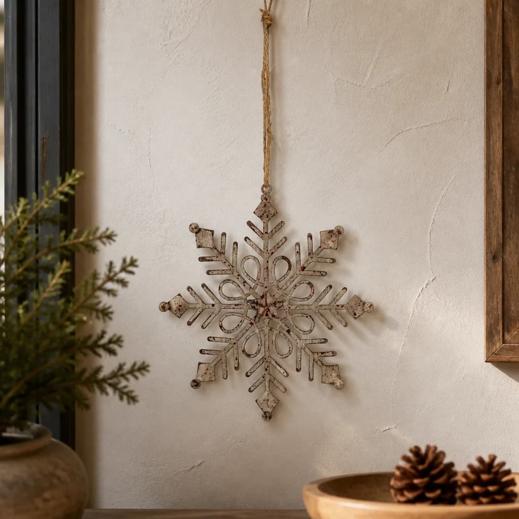 Rustic Hanging Gem Snowflake Decoration - Sculptures & ornaments, photo 1 of 3