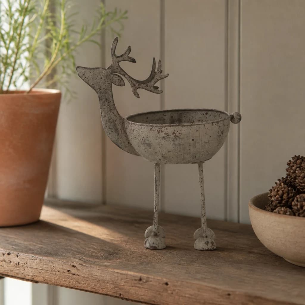 Rustic Metal Reindeer Bowl - Sculptures & ornaments, photo 1 of 5