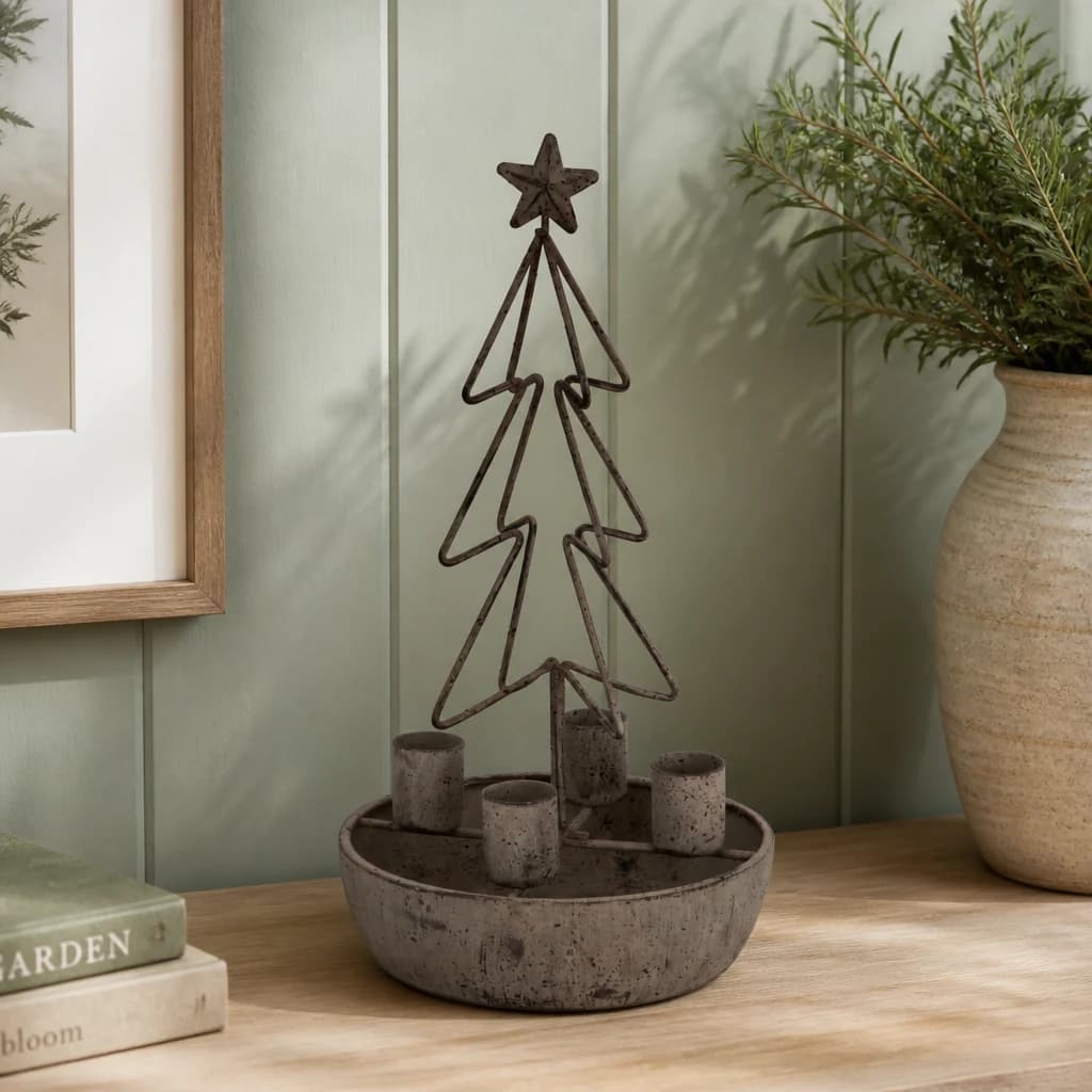 Rustic Outline Tree And Star Candle Holders - Sculptures & ornaments, photo 1 of 3