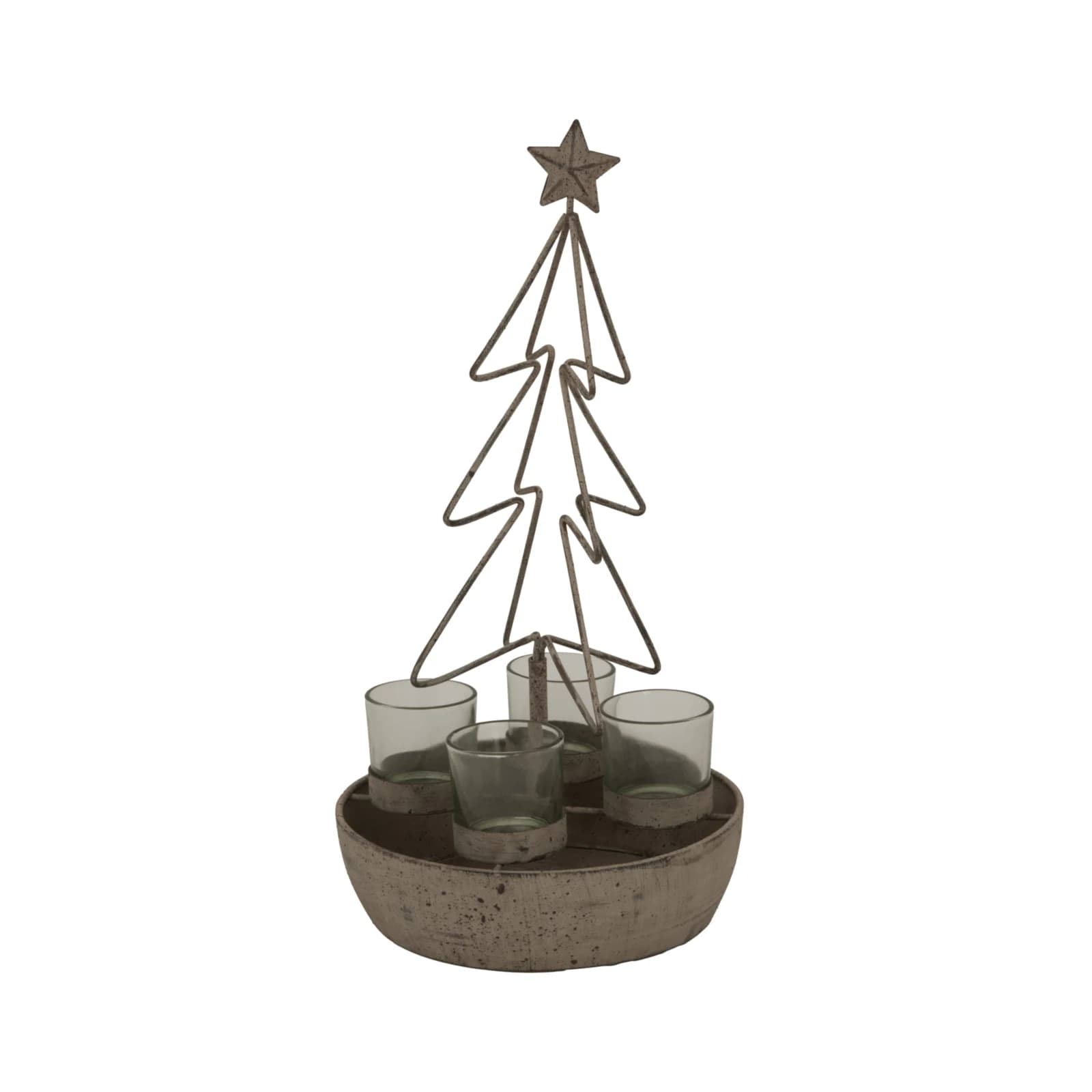 Rustic Outline Tree And Star With Four Glass Votives - Sculptures & ornaments, photo 2 of 4