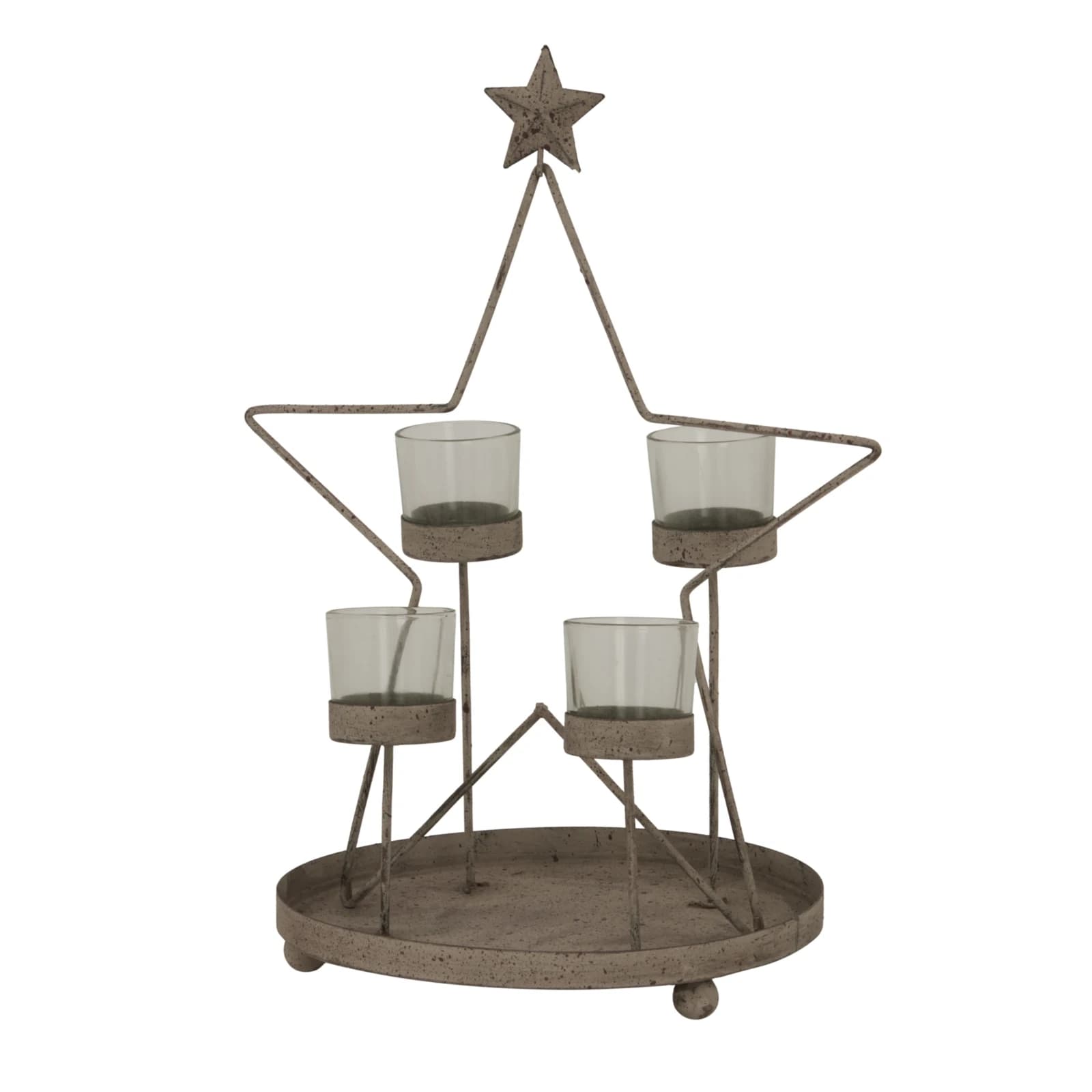 Rustic Outline Star With Four Glass Votives - Lanterns, photo 2 of 4