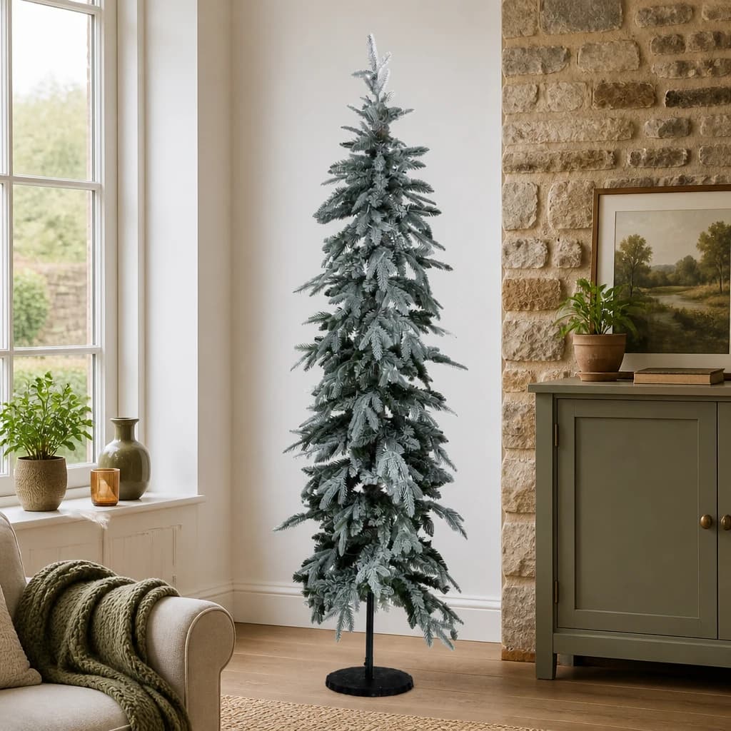 Slim Snowy Woodland Pre-Lit 200 Led Christmas Tree - Sculptures & ornaments, photo 1 of 3