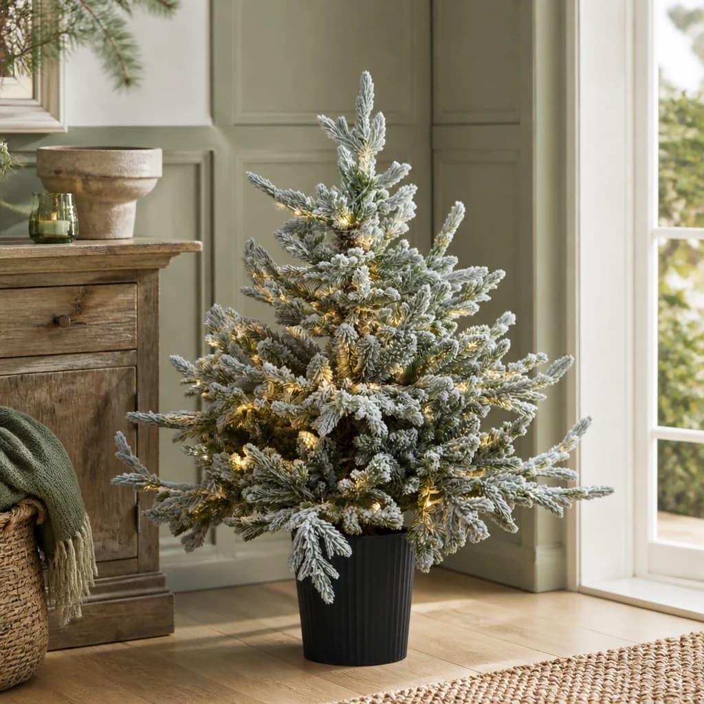 Snowy Forest Fir Pre-Lit Led 300L Christmas Tree In Pot - Artificial plants & flowers, photo 1 of 3