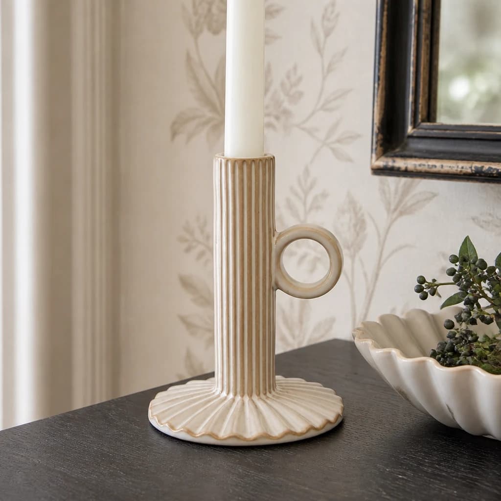 Alora Ceramic Taper Candle Holder With Handle - Candles, photo 1 of 3