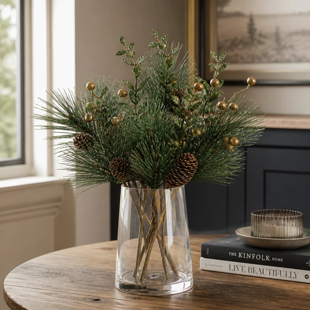 Christmas Soft Gold Spray With Pinecones — Pack of 5 - Artificial plants & flowers