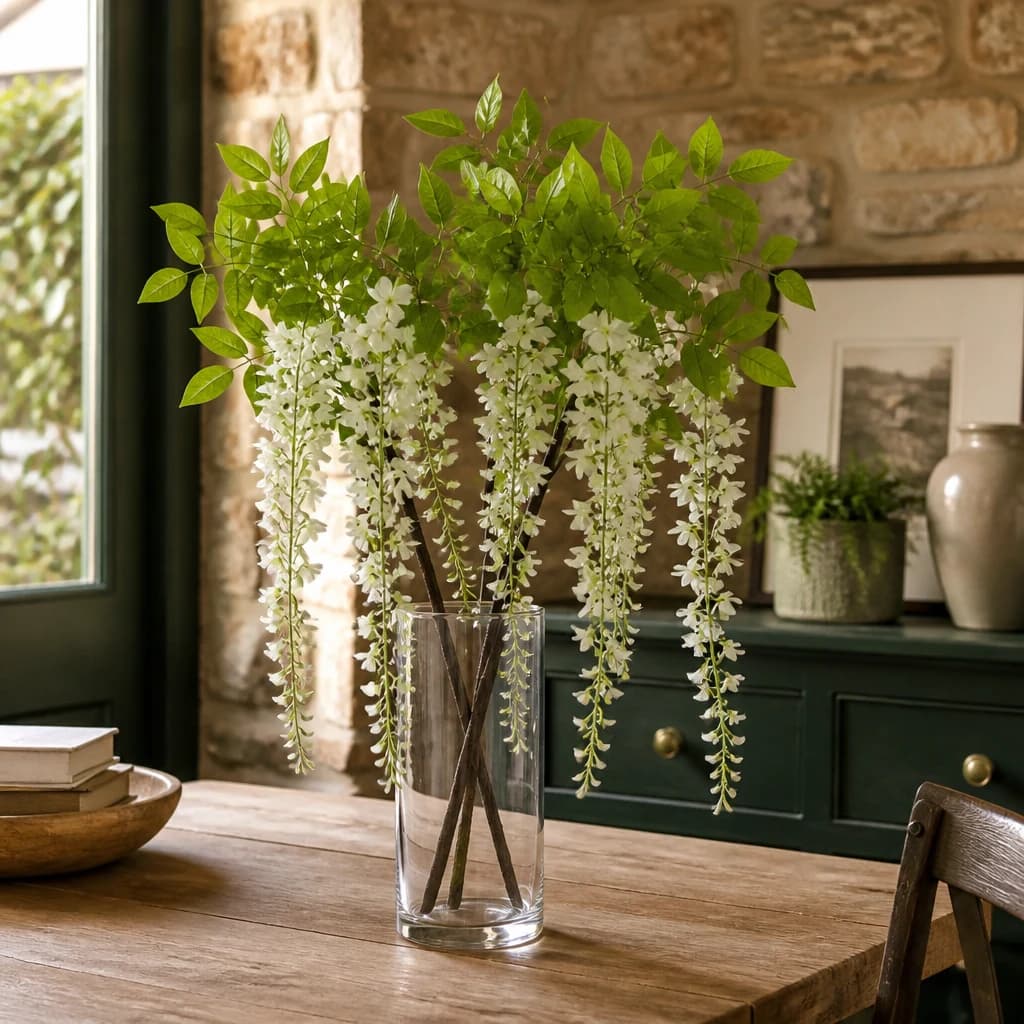 Large White Wisteria Spray — Pack of 3 - Artificial plants & flowers