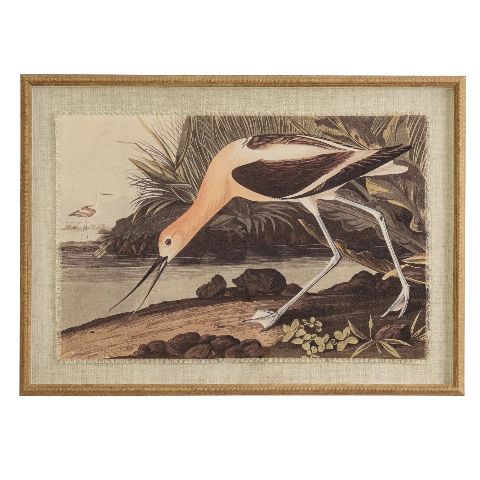Flora & Fauna Collection Avocet On Linen In Beaded Frame - Wall art & frames, photo 2 of 4