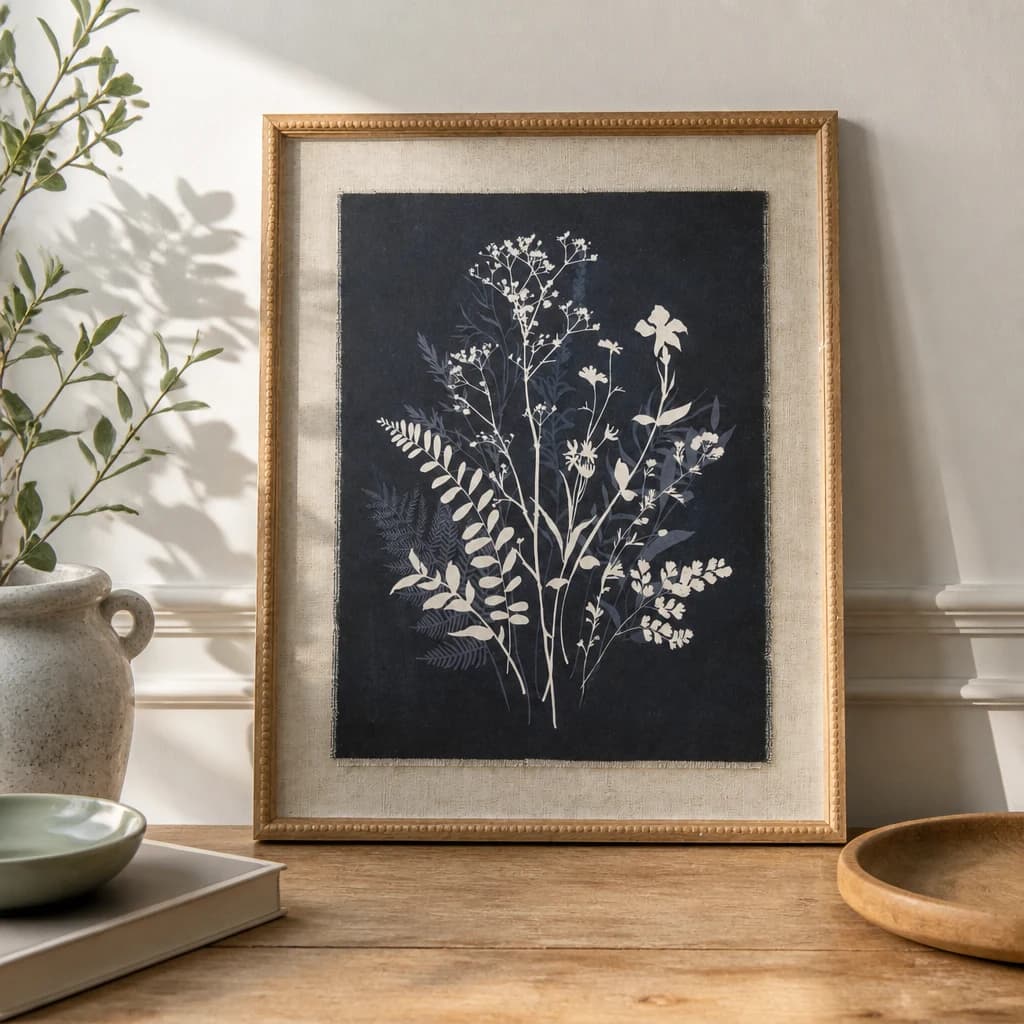 Flora & Fauna Collection Grove On Linen In Beaded Frame - Wall art & frames, photo 1 of 4