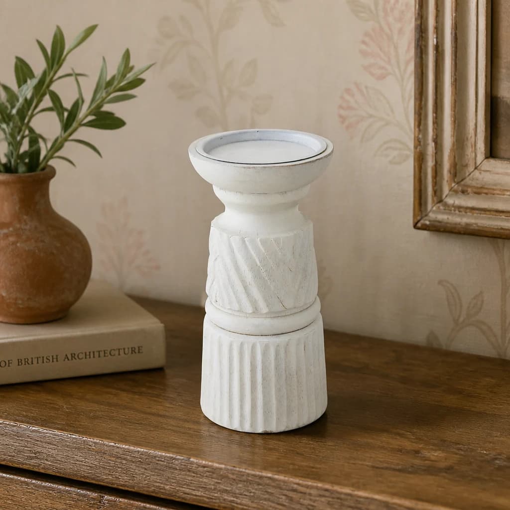 White Carved Candle Holder - Candles, photo 1 of 4