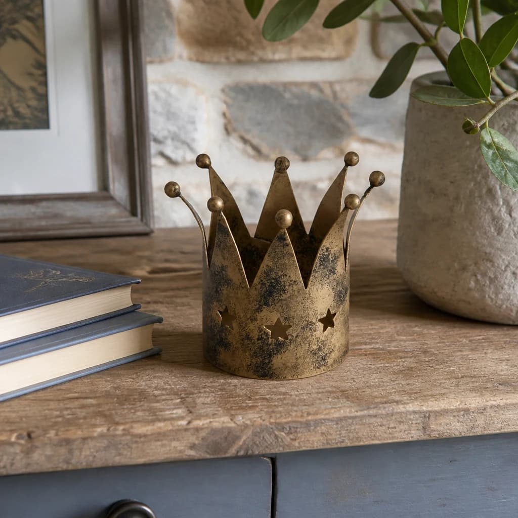 Antique Gold Crown Tealight Holder - Candles, photo 1 of 3