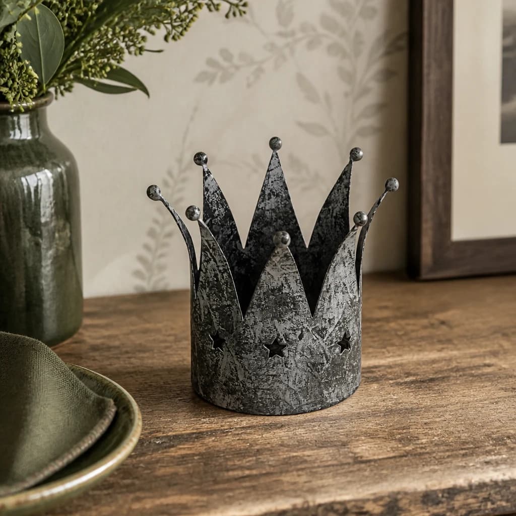 Antique Silver Crown Candle Holder - Candles, photo 1 of 3