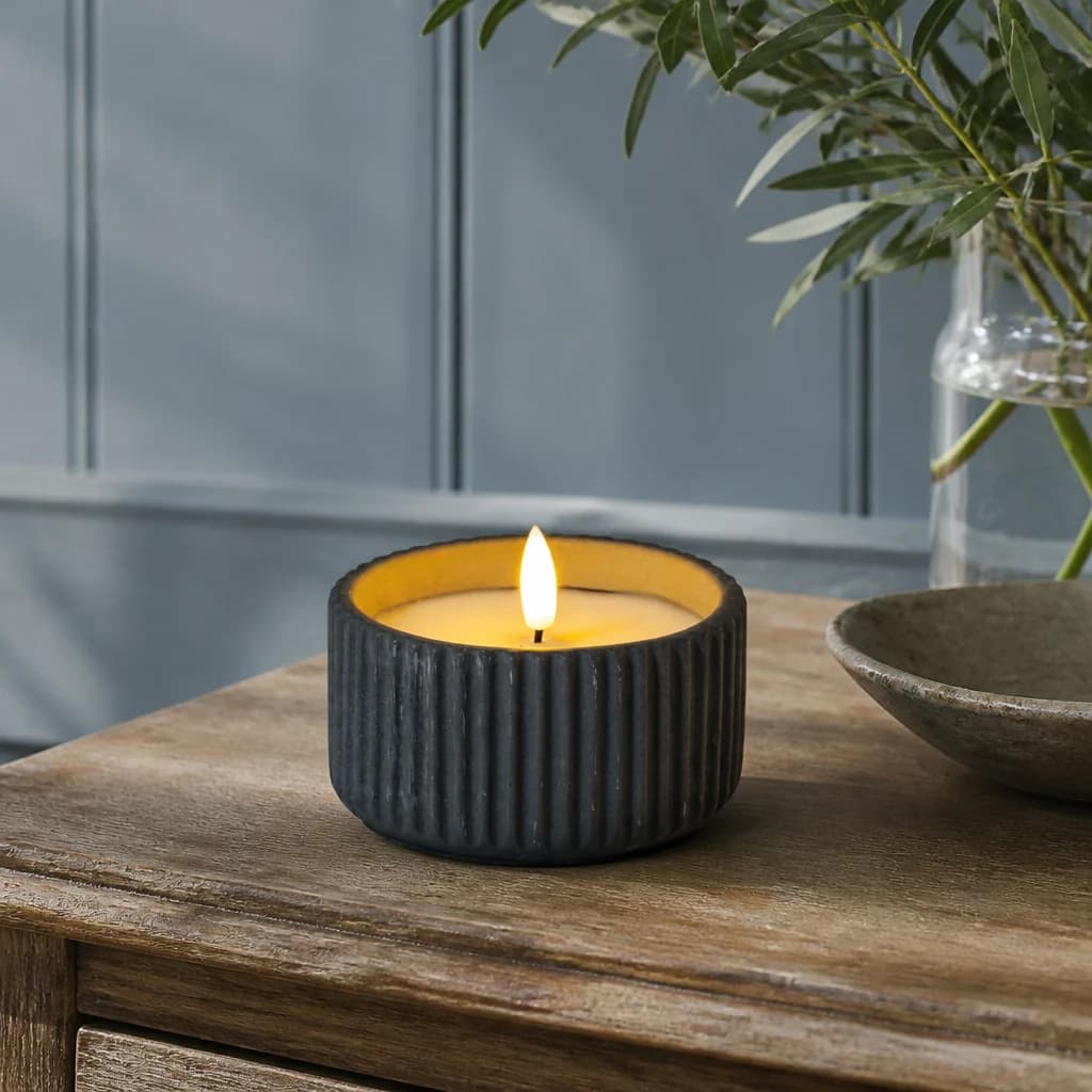 Luxe Collection Natural Glow Ribbed Small Led Candle - Candles, photo 1 of 6