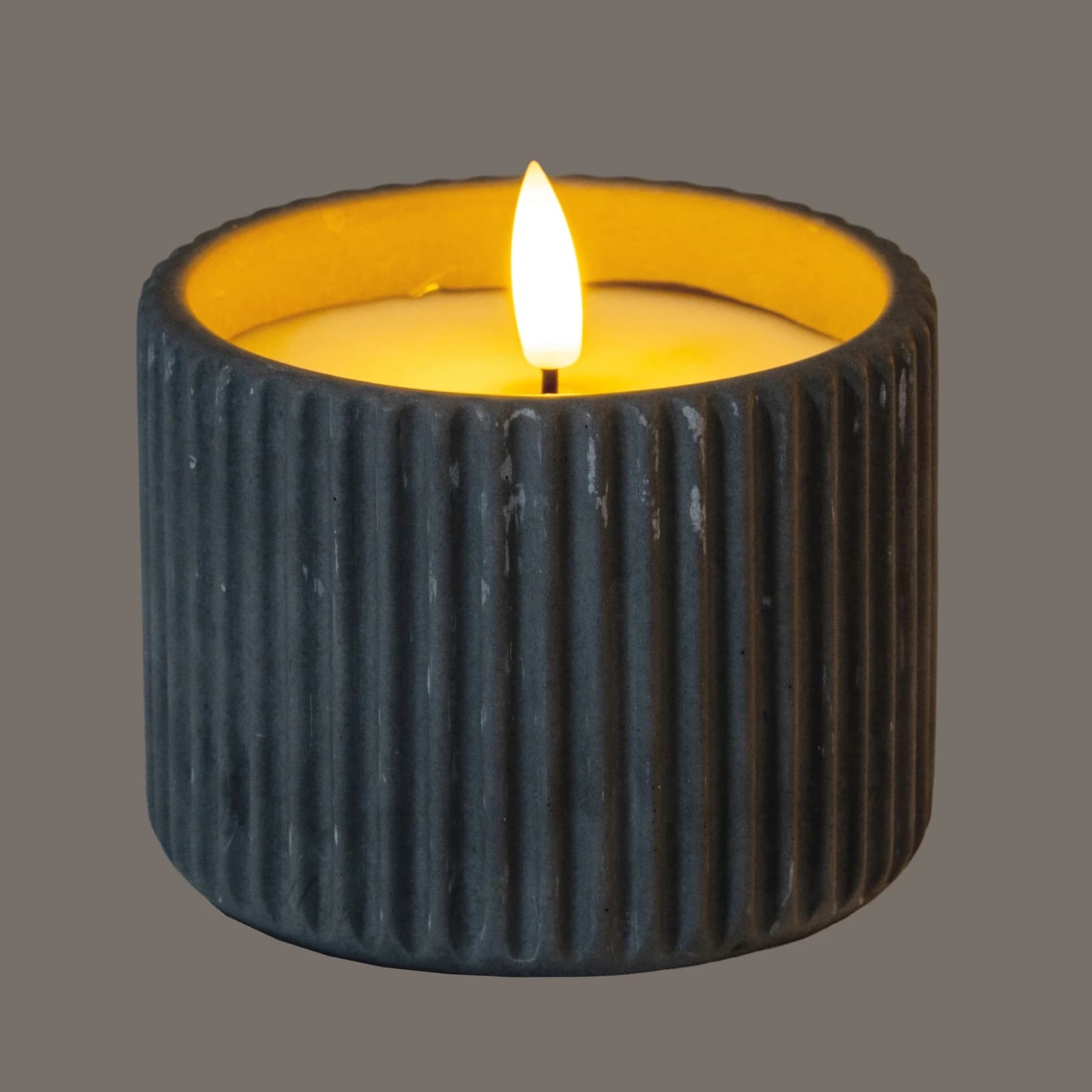 Luxe Collection Natural Glow Grey Ribbed Medium Led Candle - Candles, photo 3 of 6