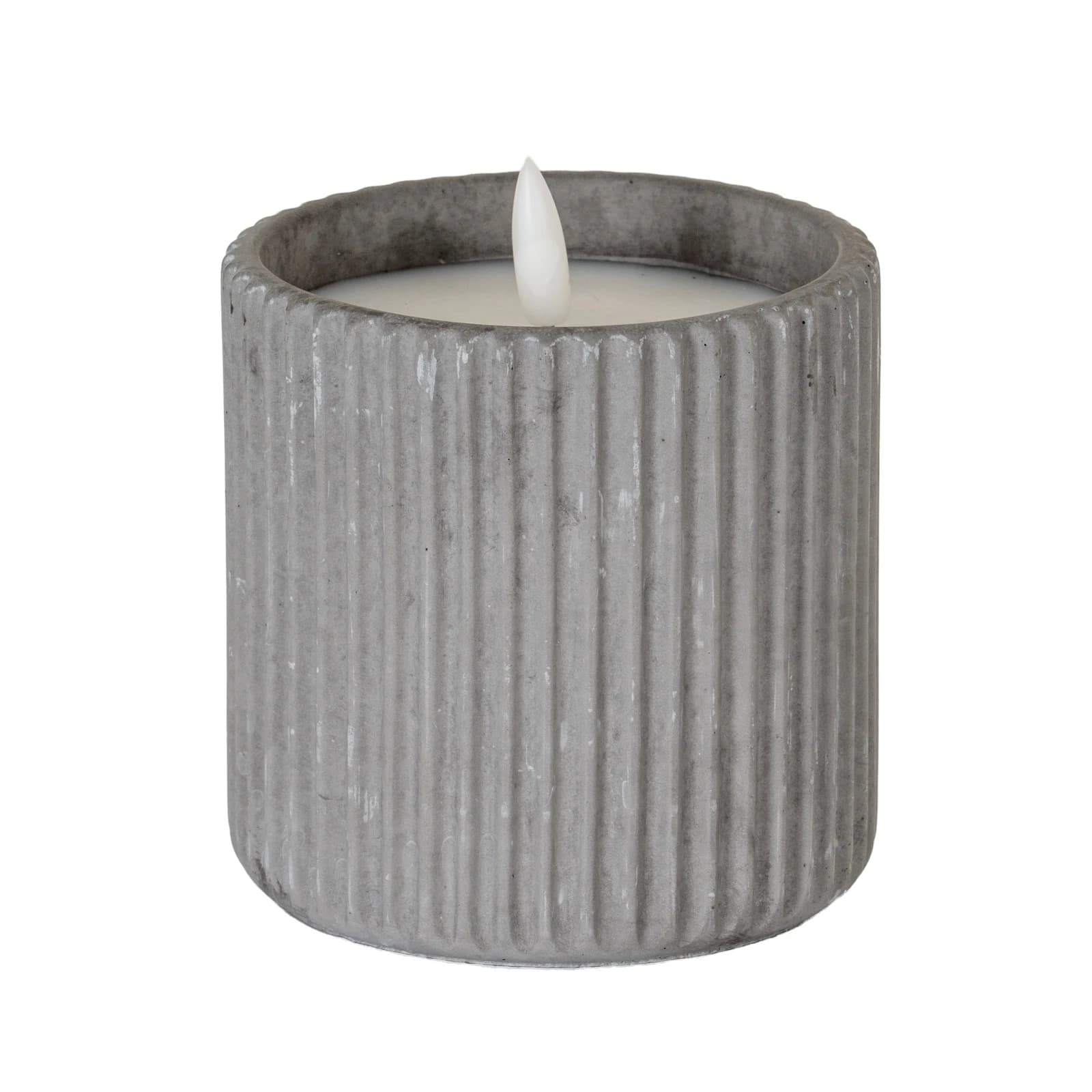 Luxe Collection Natural Glow Grey Ribbed Large Led Candle - Candles, photo 2 of 6