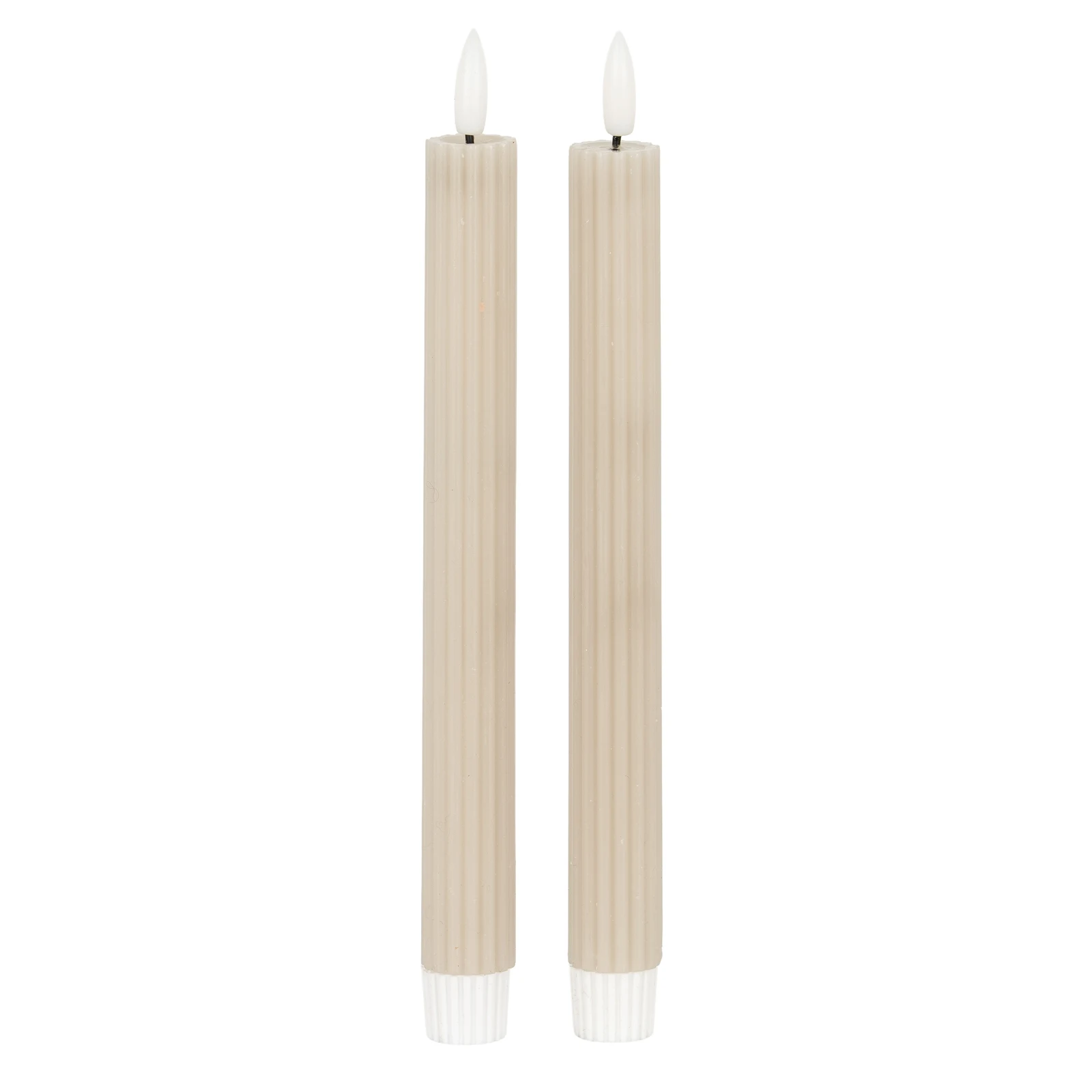 Luxe Collection Natural Glow Taupe Ribbed Taper Candles - Candles, photo 2 of 5
