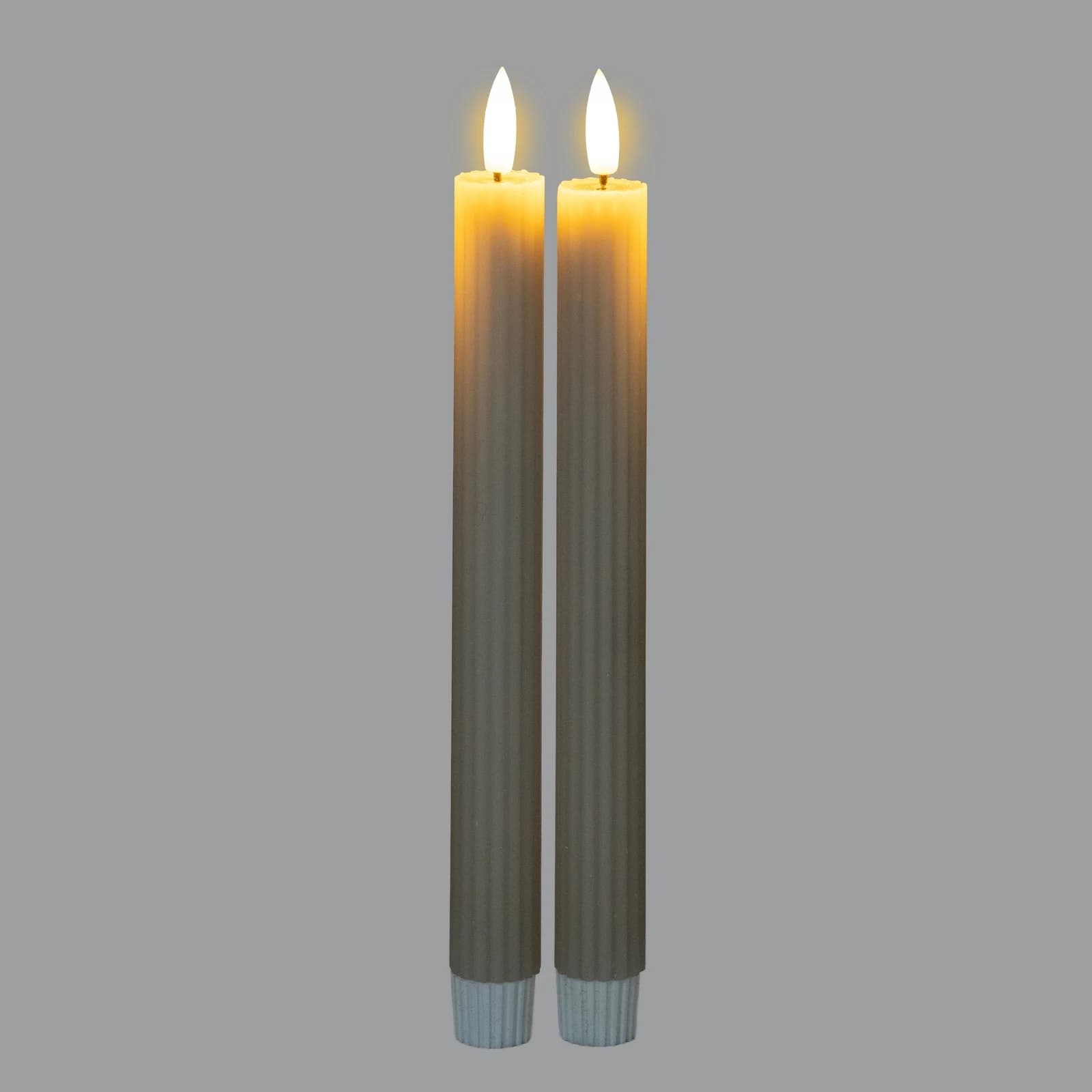 Luxe Collection Natural Glow Taupe Ribbed Taper Candles - Candles, photo 3 of 5