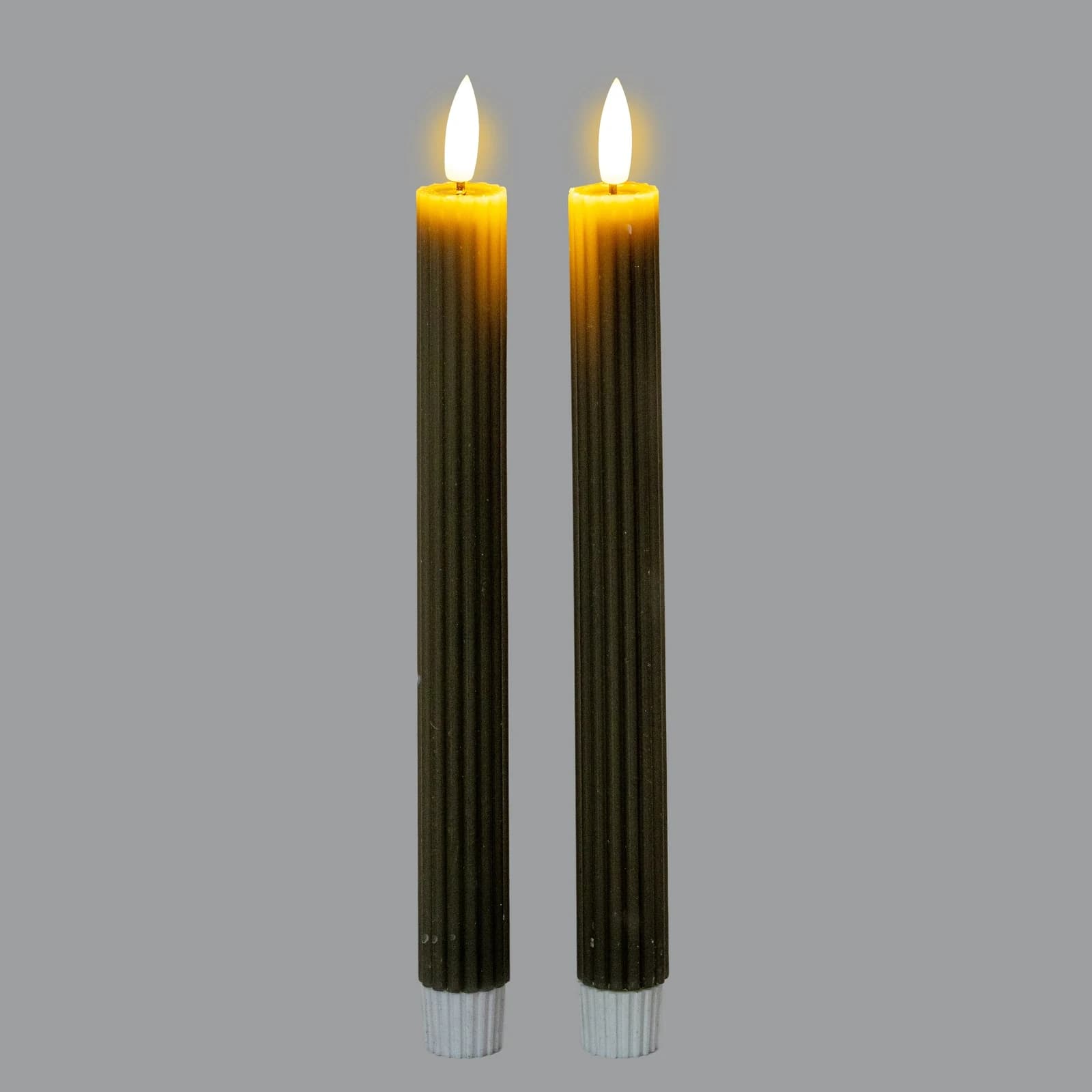 Luxe Collection Natural Glow Grey Ribbed Taper Candles - Candles, photo 3 of 5