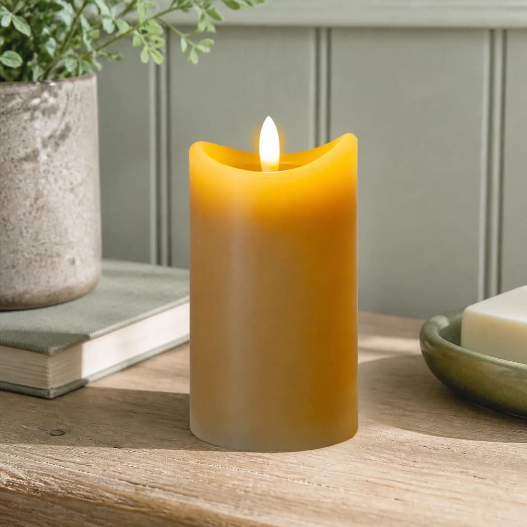 Luxe Collection Natural Glow 2.75x5 Taupe Melted LED Candle - Candles, photo 1 of 5
