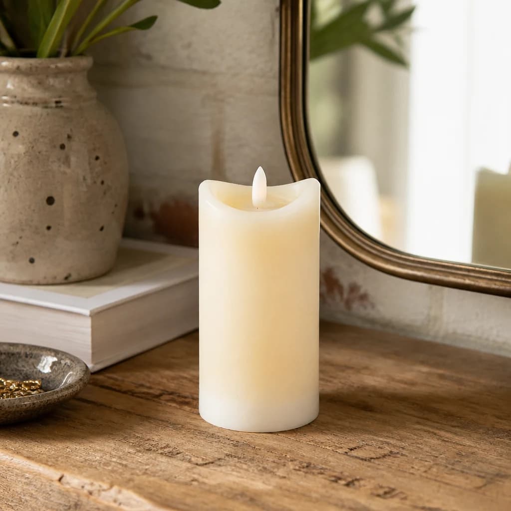 Luxe Collection Natural Glow 2.75x6 Cream Melted LED Candle - Candles, photo 1 of 4