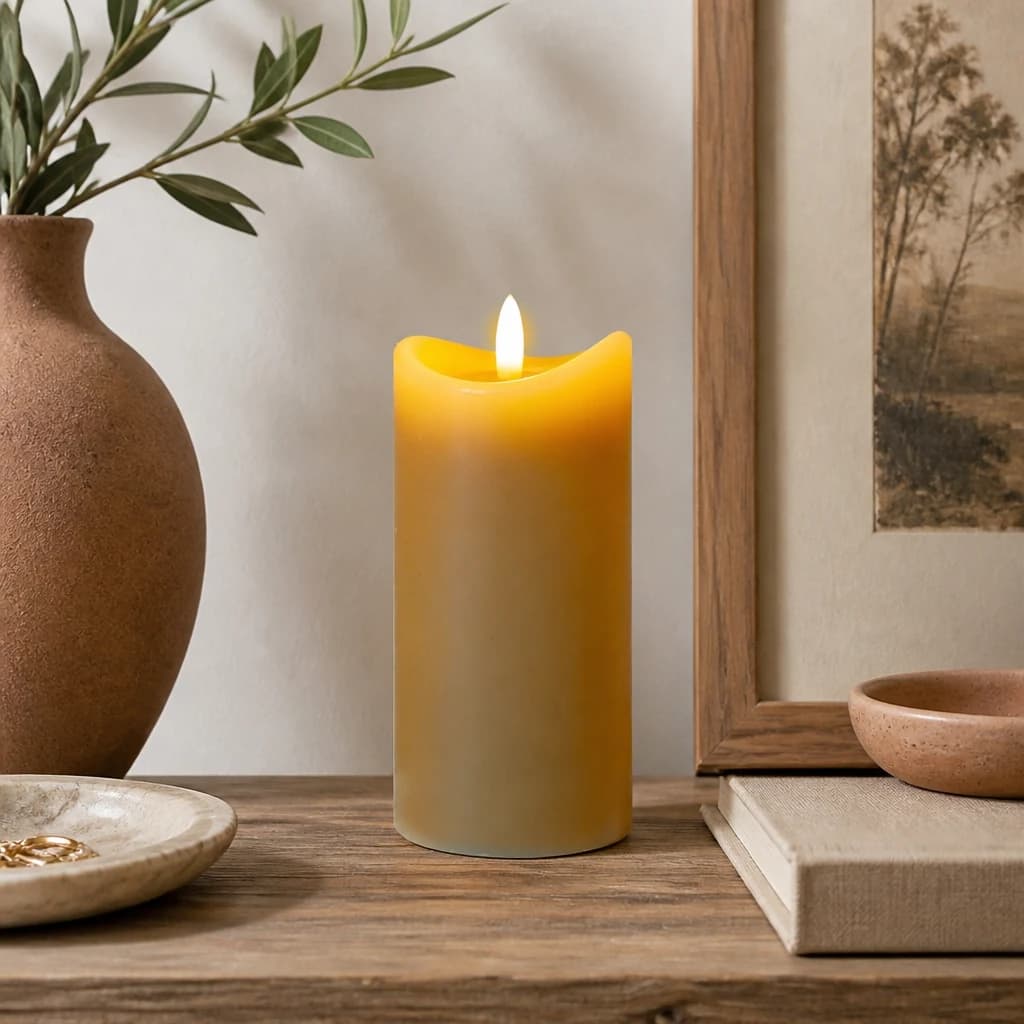 Luxe Collection Natural Glow 2.75x6 Taupe Melted LED Candle - Candles, photo 1 of 5