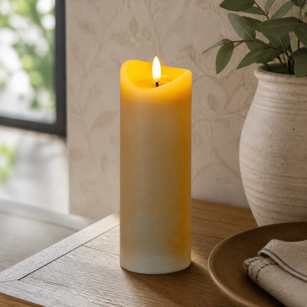 Luxe Collection Natural Glow 2.75x8 Taupe Melted LED Candle - Candles, photo 1 of 5