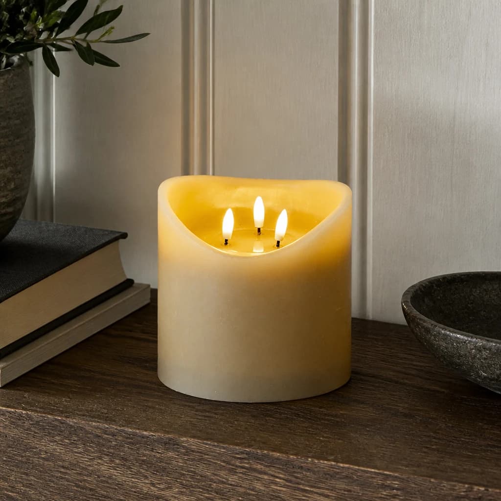 Luxe Collection Natural Glow 6x6 Taupe Melted LED Candle - Candles, photo 1 of 3