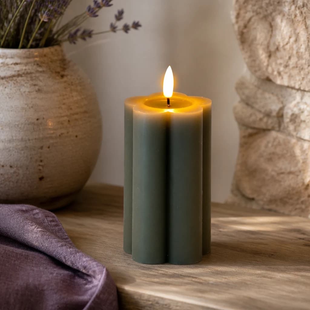Luxe Collection Natural Glow 2.75x5 Grey Pillar LED Candle - Candles, photo 1 of 6