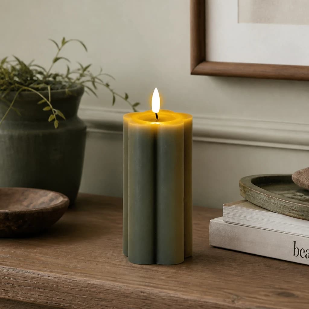 Luxe Collection Natural Glow 2.75x6 Grey Pillar LED Candle - Candles, photo 1 of 6