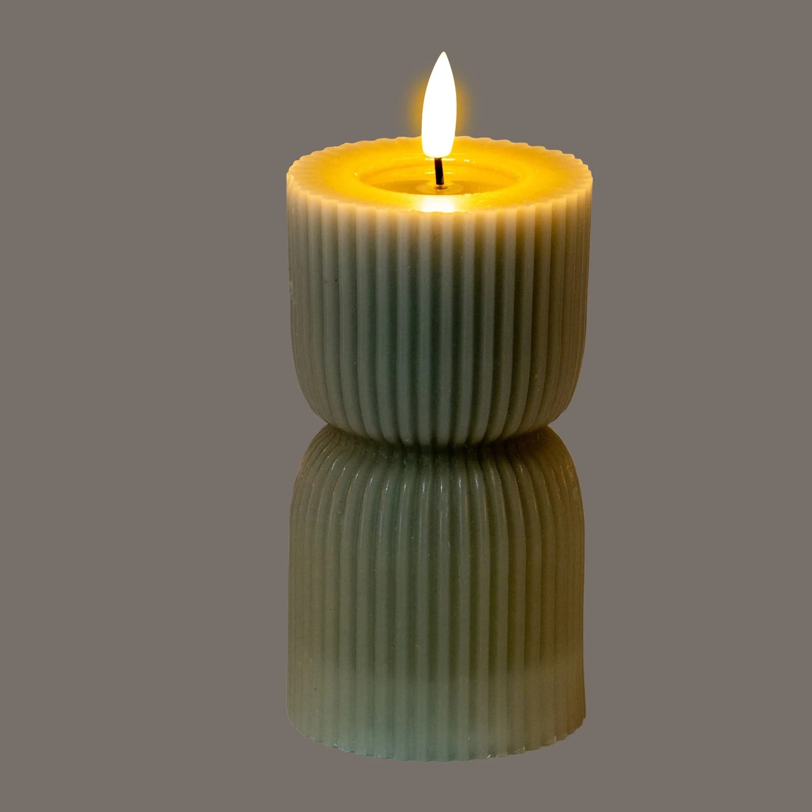 Luxe Collection Natural Glow 2.75x6 Grey Carved LED Candle - Candles, photo 3 of 6