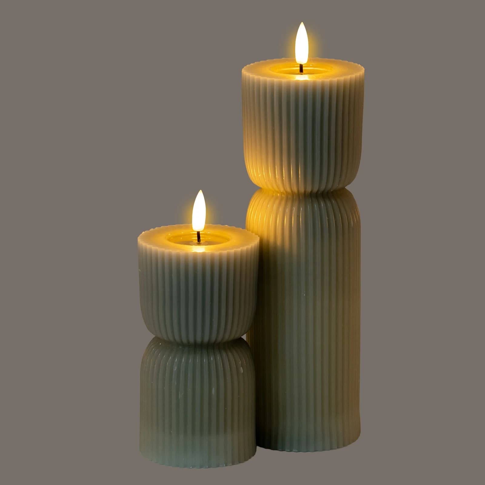 Luxe Collection Natural Glow 2.75x6 Grey Carved LED Candle - Candles, photo 5 of 6