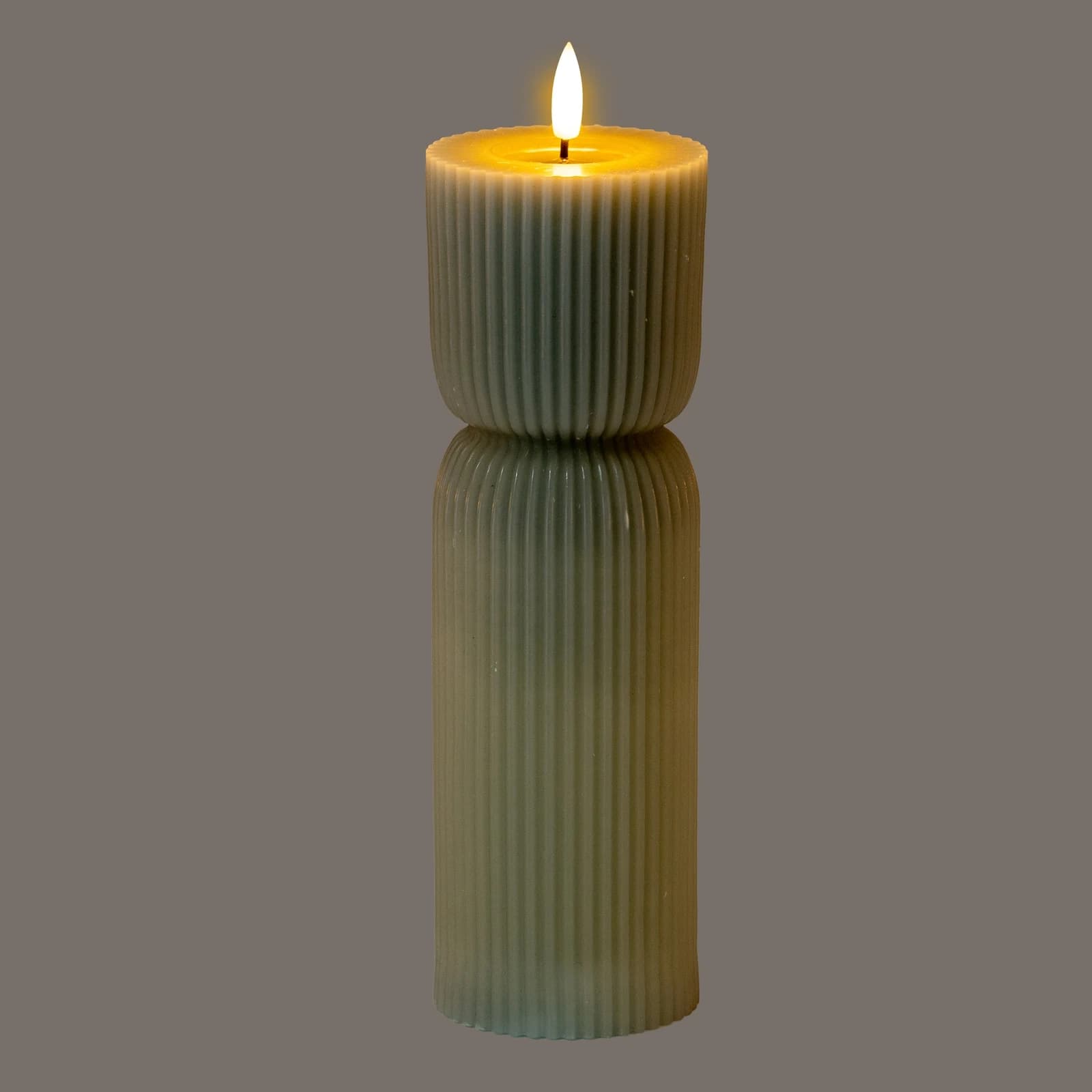 Luxe Collection Natural Glow 2.75x10 Grey Carved LED Candle - Candles, photo 3 of 6