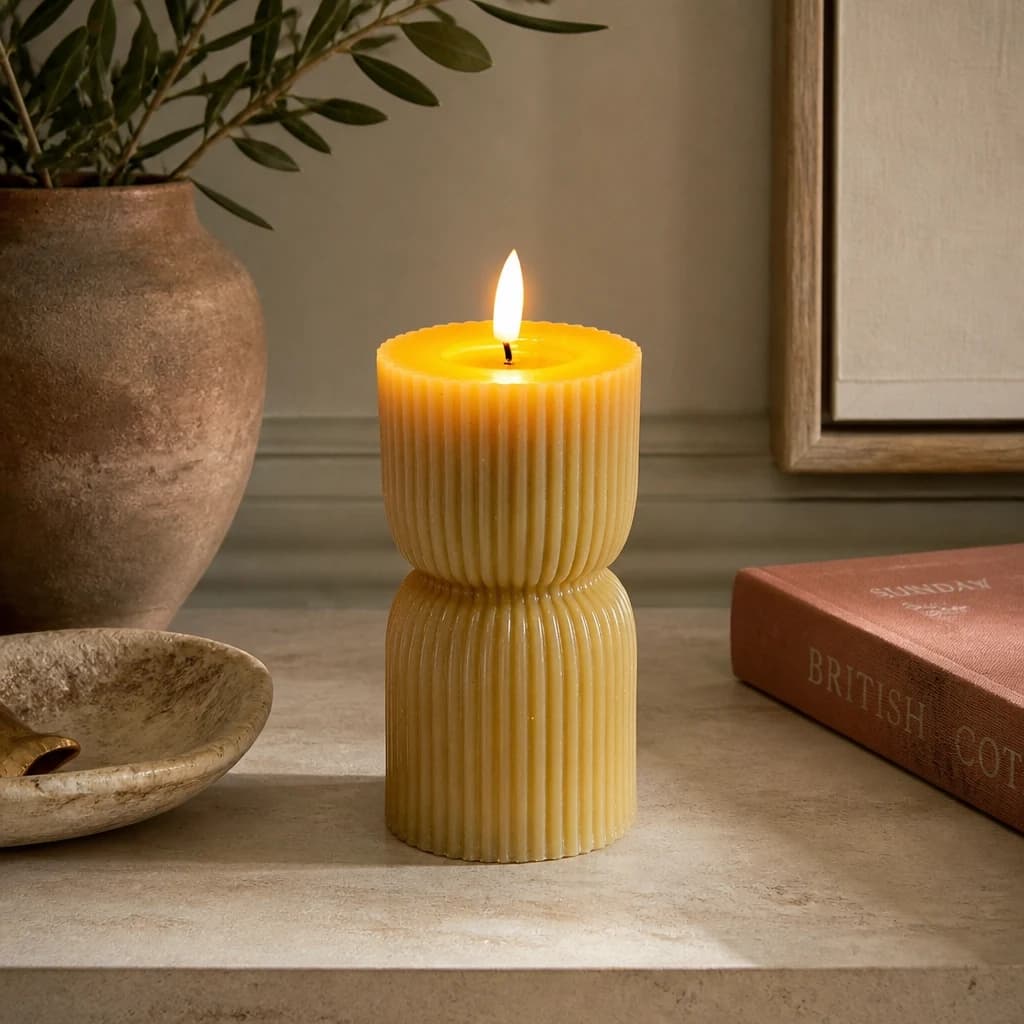 Luxe Collection Natural Glow 2.75x6 Stone Carved LED Candle - Candles, photo 1 of 5