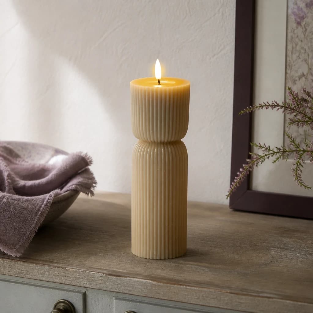 Luxe Collection Natural Glow 2.75x10 Stone Carved LED Candle - Candles, photo 1 of 5