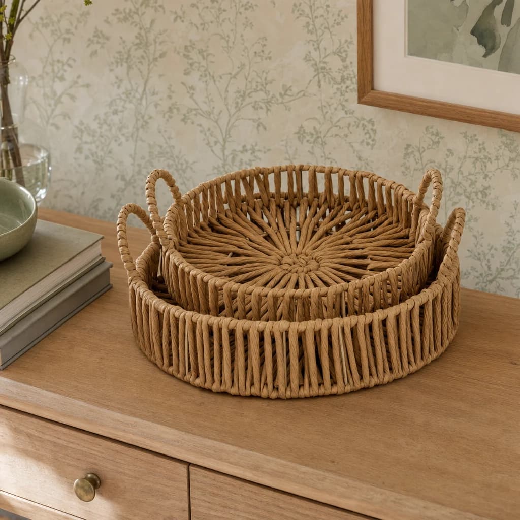 Large Loop Handle Set of 3 Round Trays - Vases, photo 1 of 3