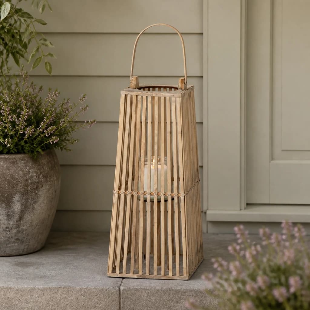 Small Silo Wicker Lantern With Glass Holder - Lanterns, photo 1 of 6