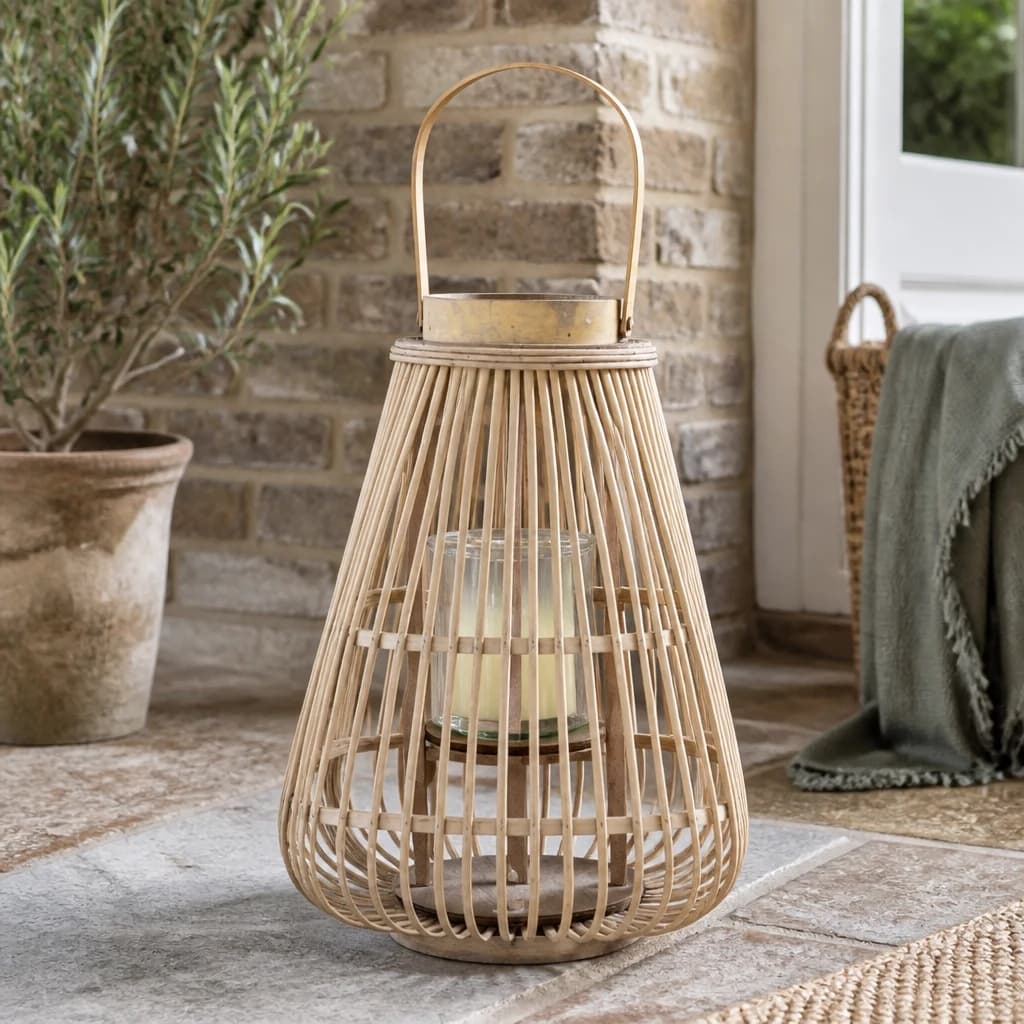 Large Peardrop Wicker Lantern With Glass Holder - Lanterns, photo 1 of 6