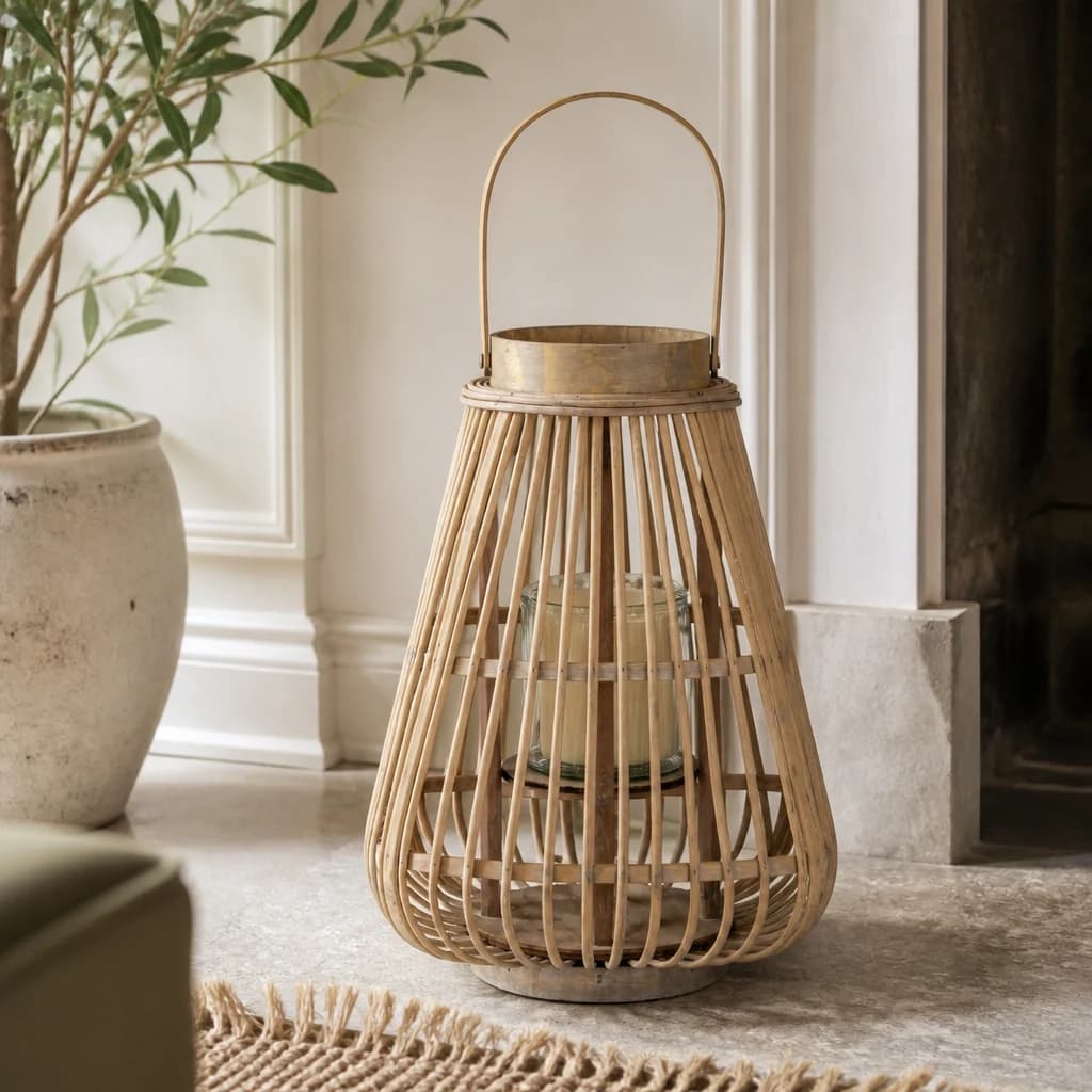 Medium Peardrop Wicker Lantern With Glass Holder - Lanterns, photo 1 of 6
