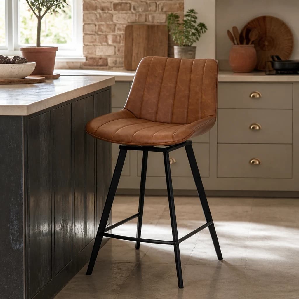 Malmo Tan Swivel Bar Stool