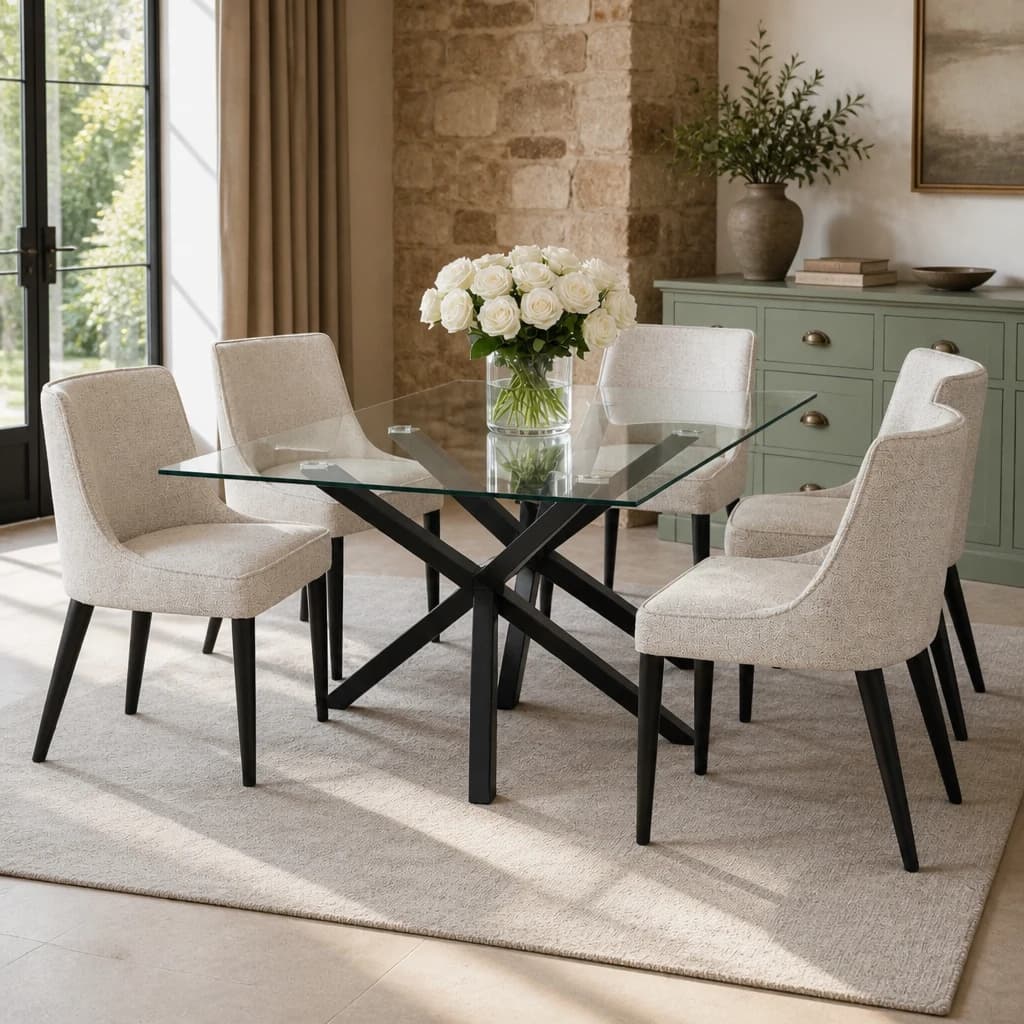 Monza Rectangular Glass Dining Table