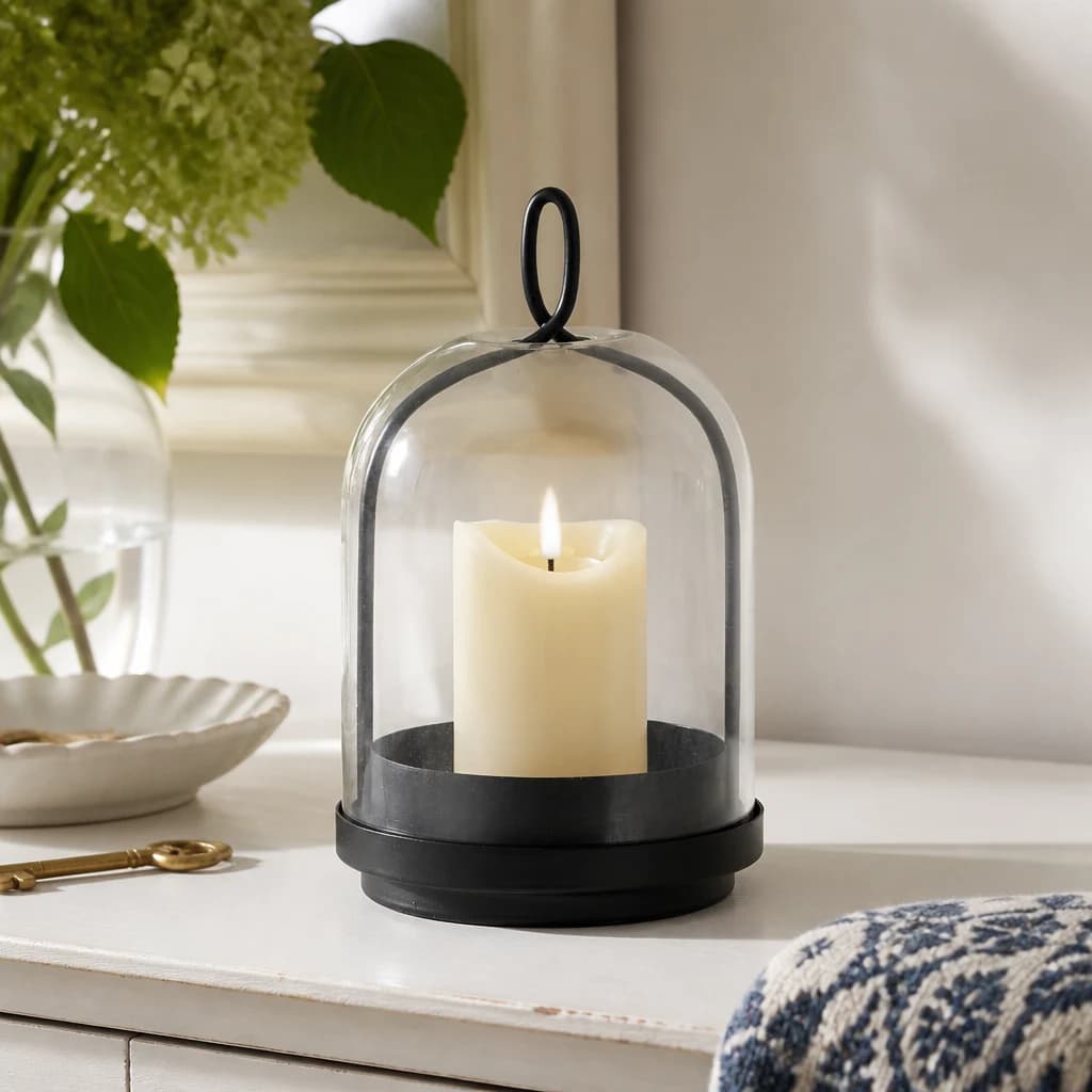 Nysa Medium Candle Holder With Glass Cloche - Candles, photo 1 of 5