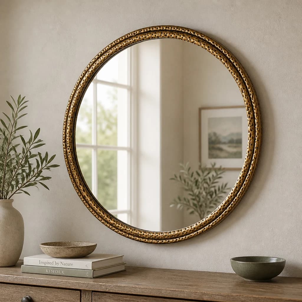 Nahla Medium Mirror With Dimpled Frame - Mirrors, photo 1 of 4