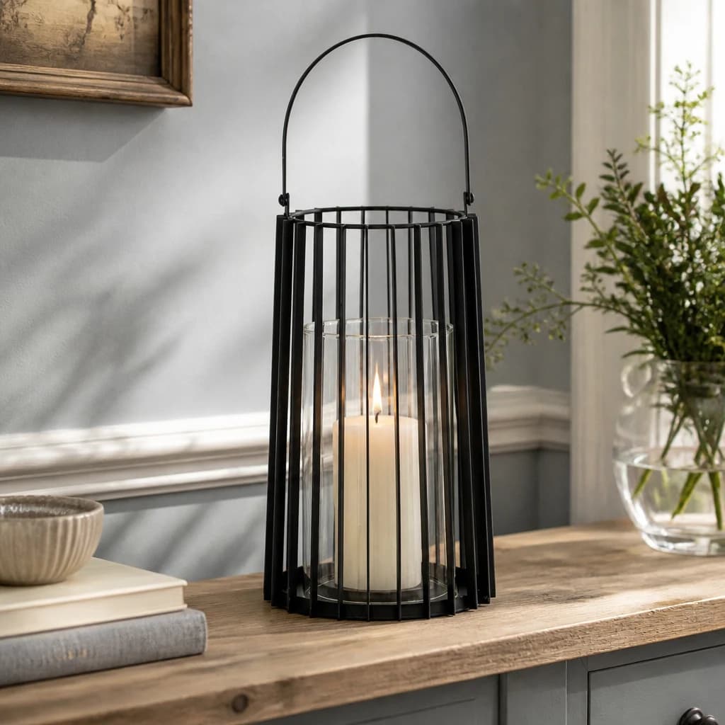 Lynk Large Lantern With Handle And Glass Candle Holder - Lanterns, photo 1 of 5