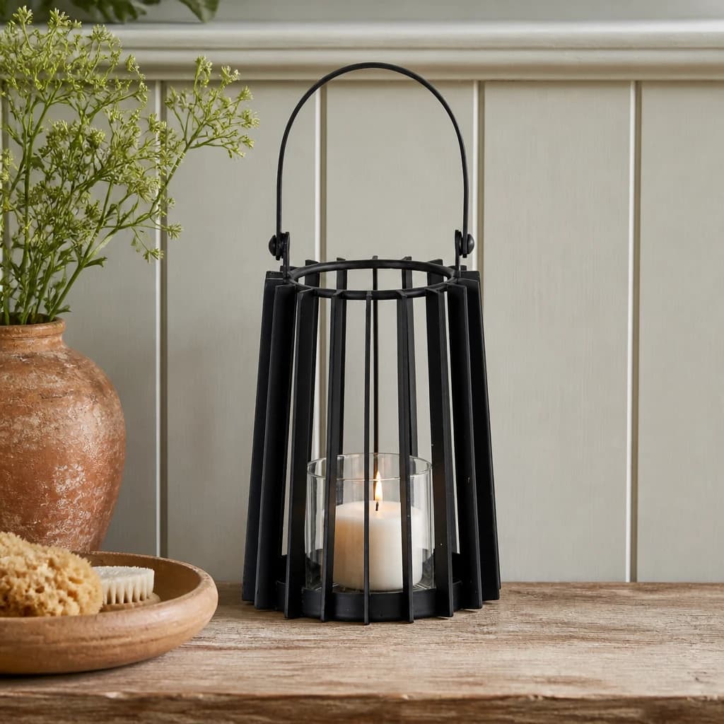 Lynk Small Lantern With Handle And Glass Candle Holder