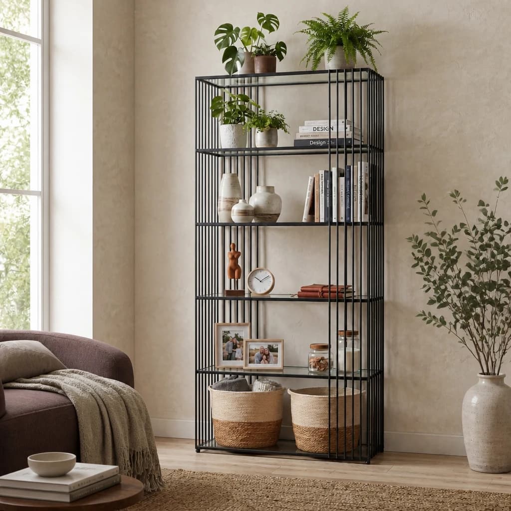 Alto Shelf Unit With Glass Shelves - Lanterns, photo 1 of 5