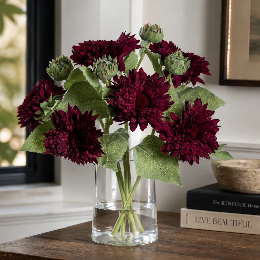 Dahlia Burgundy Raven Stem — Pack of 5 - Artificial plants & flowers, photo 1 of 5