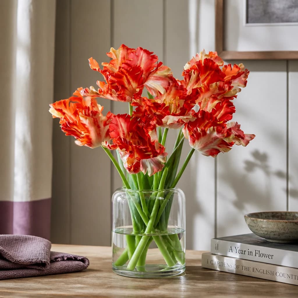Flame Orange Parrot Tulip — Pack of 5 - Artificial plants & flowers, photo 1 of 5